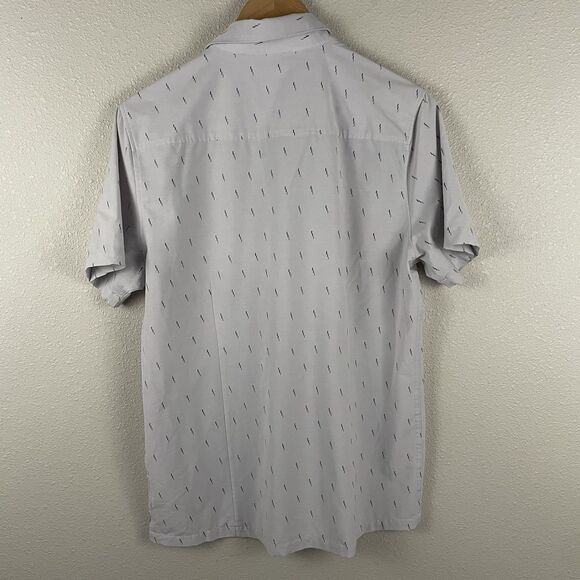 Vuori Mens M Frost Gray Triple Print Bridge Button Down Short Sleeve Shirt - Picture 5 of 5